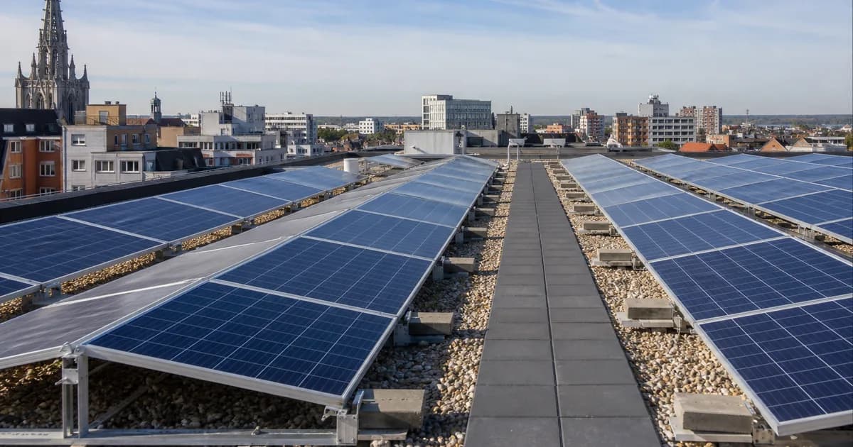 zonnepanelen plat dak uitgelegd met panelen, omvormer, opbrengst en installatieadvies voor België